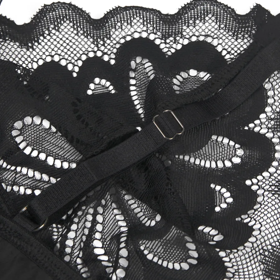 marielove Babydoll Sets|Black Lace Floral Babydoll – Back Closure Hook & Eye, Sexy High-Quality Lingerie