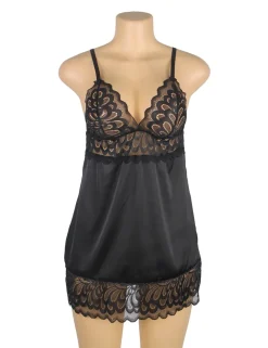 marielove Babydoll Sets|Black Lace Floral Babydoll – Back Closure Hook & Eye, Sexy High-Quality Lingerie