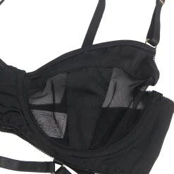 marielove Bikini Sets|Black Mesh Underwire Lingerie Set – Garter & Bra, Sexy High-Quality Outfit