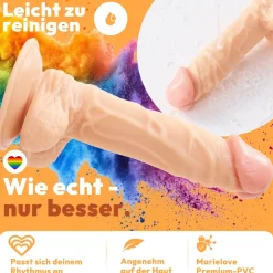 marielove Anal Dildo|Dildo Für Männer|21cm Dildo no Vibrator Sex Toy Saugnapf Penis Anal PVC 3D Adern Hoden