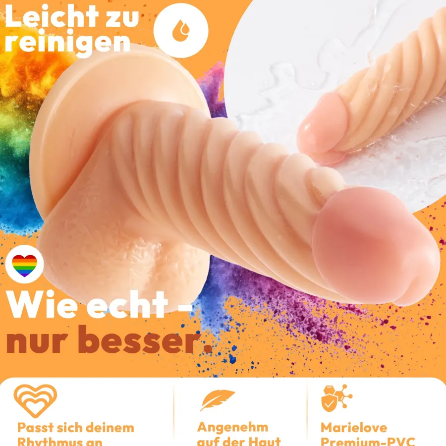 marielove Anal Dildo|Dildo Für Männer|22cm Dildo no Vibrator Sex Toy Saugnapf Penis Anal PVC 3D Adern Hoden gewellt