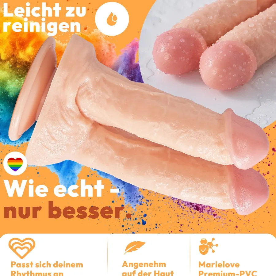 marielove Anal Dildo|Saugnapfdildo|21cm Doppel Dildo no Vibrator Sex Toy Saugnapf Penis Anal PVC 3D Adern Hoden