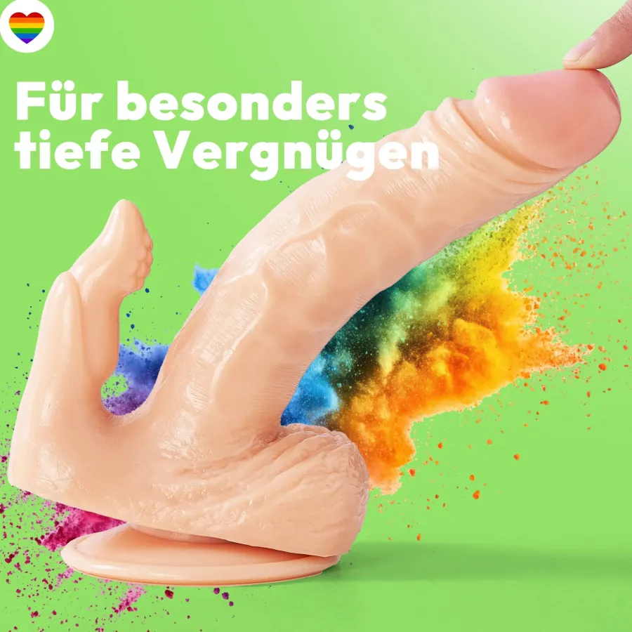 marielove Anal Dildo|Saugnapfdildo|17cm Doppel Dildo no Vibrator Sex Toy Saugnapf Penis Anal PVC 3D Adern Hoden