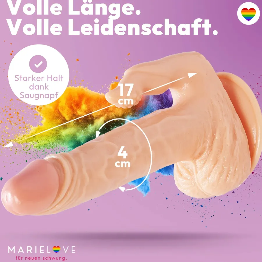 marielove Anal Dildo|Saugnapfdildo|17cm Doppel Dildo no Vibrator Sex Toy Saugnapf Penis Anal PVC 3D Adern Hoden