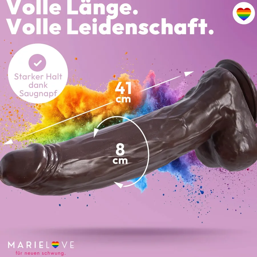 marielove Anal Dildo|Saugnapfdildo|41cm XXL Dildo 3D Adern Hoden