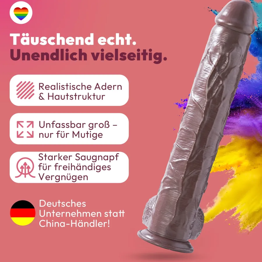 marielove Anal Dildo|Saugnapfdildo|49cm XXL Dildo 3D Adern Hoden