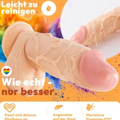 marielove Anal Dildo|Dildo Für Männer|26cm XXL Dildo no Vibrator Sex Toy Saugnapf Penis Anal PVC 3D Adern Hoden