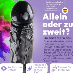 marielove Realistischer Dildo|Saugnapfdildo|Dildo XXL 36cm mit Saugnapf – Riesendildo, Schwarz