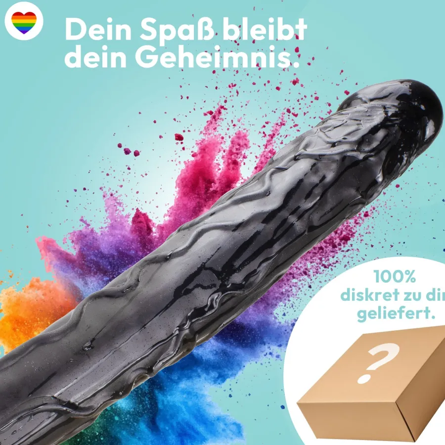 marielove Realistischer Dildo|Saugnapfdildo|Dildo XXL 36cm mit Saugnapf – Riesendildo, Schwarz