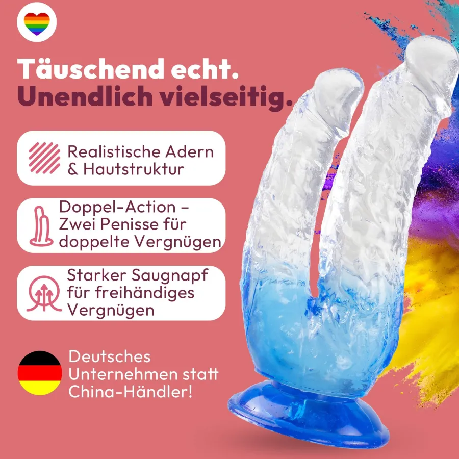 marielove Anal Dildo|Saugnapfdildo|Doppel-Dildo für Doppelpenetration 4 Farben