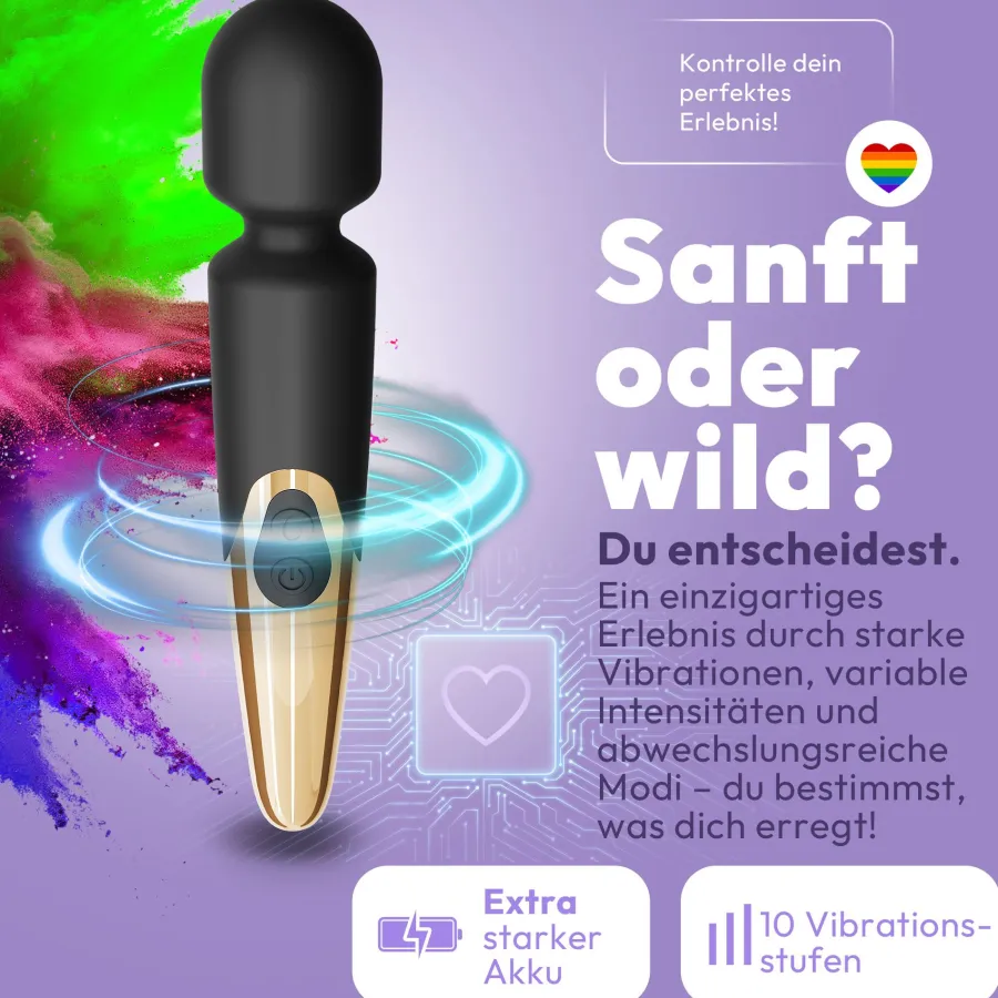 marielove Massagestäbe|Magic Wand Vibrator|Elaria Wand Massagegerät 10 Stufen sehr stark Massagestab Akku Vibrator Sexspielzeug