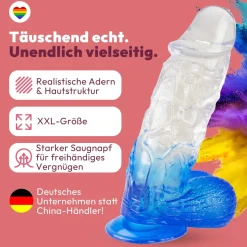 marielove Anal Dildo|Saugnapfdildo|Extra kräftiger Dildo mit Saugnapf Ø 6,5 cm 4 Farben
