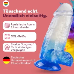 marielove Anal Dildo|Saugnapfdildo|Extrem dicker Dildo mit Saugnapf Ø 8 cm 4 Farben
