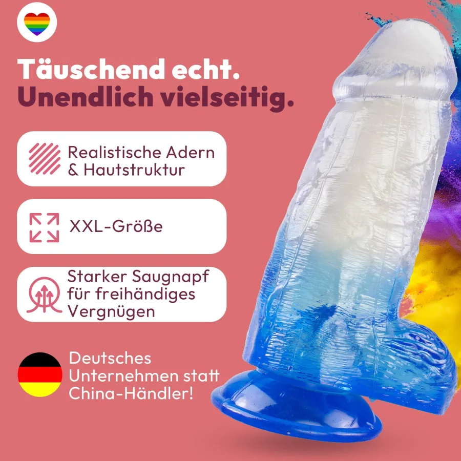 marielove Anal Dildo|Saugnapfdildo|Extrem dicker Dildo mit Saugnapf Ø 8 cm 4 Farben