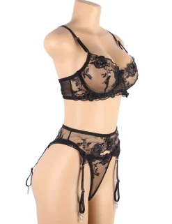 marielove Bikini Sets|Floral Embroidery Underwire Lingerie Set – Bra & Garter, Sexy High-Quality