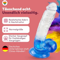 marielove Anal Dildo|Saugnapfdildo|Gebogener Dildo mit Saugnapf 21,5 cm 4 Farben
