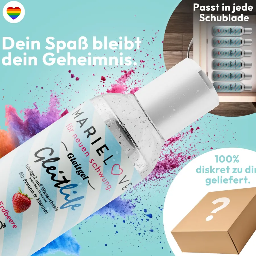 marielove Zubehör Für Dolls|Gleitgel|Gleitgel Wasserbasiert 250ml Silikon Sexspielzeug Erdbeer Geschmack essbar