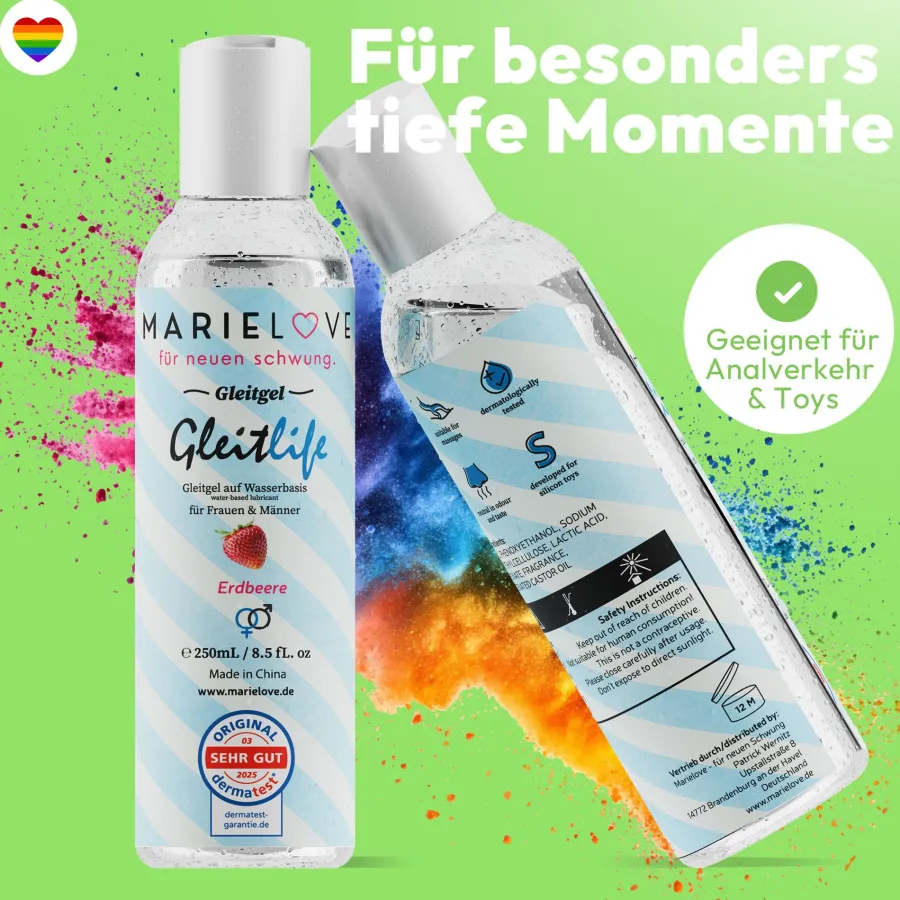 marielove Zubehör Für Dolls|Gleitgel|Gleitgel Wasserbasiert 250ml Silikon Sexspielzeug Erdbeer Geschmack essbar