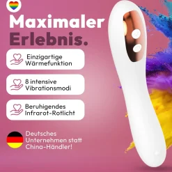 marielove Xxl Vibrator|Paarvibrator|G-Punkt Vibrator mit Wärmefunktion & Rotlicht