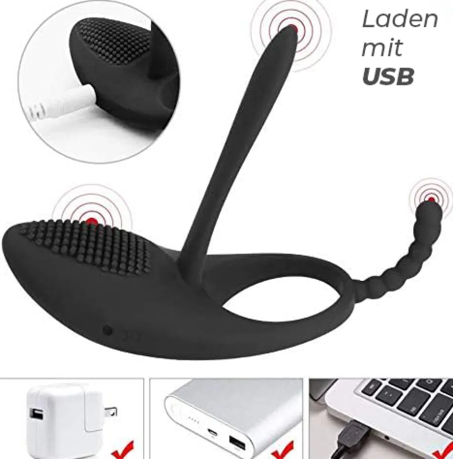 marielove Penisring|3in1 Penisring Paarvibrator mit Zunge, Analvibrator & Klitorisstimulator