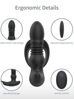 marielove Stossvibrator|Vibrator Mit Fernbedienung|Analvibrator Penis-Hoden-Ring mit Analvibrator
