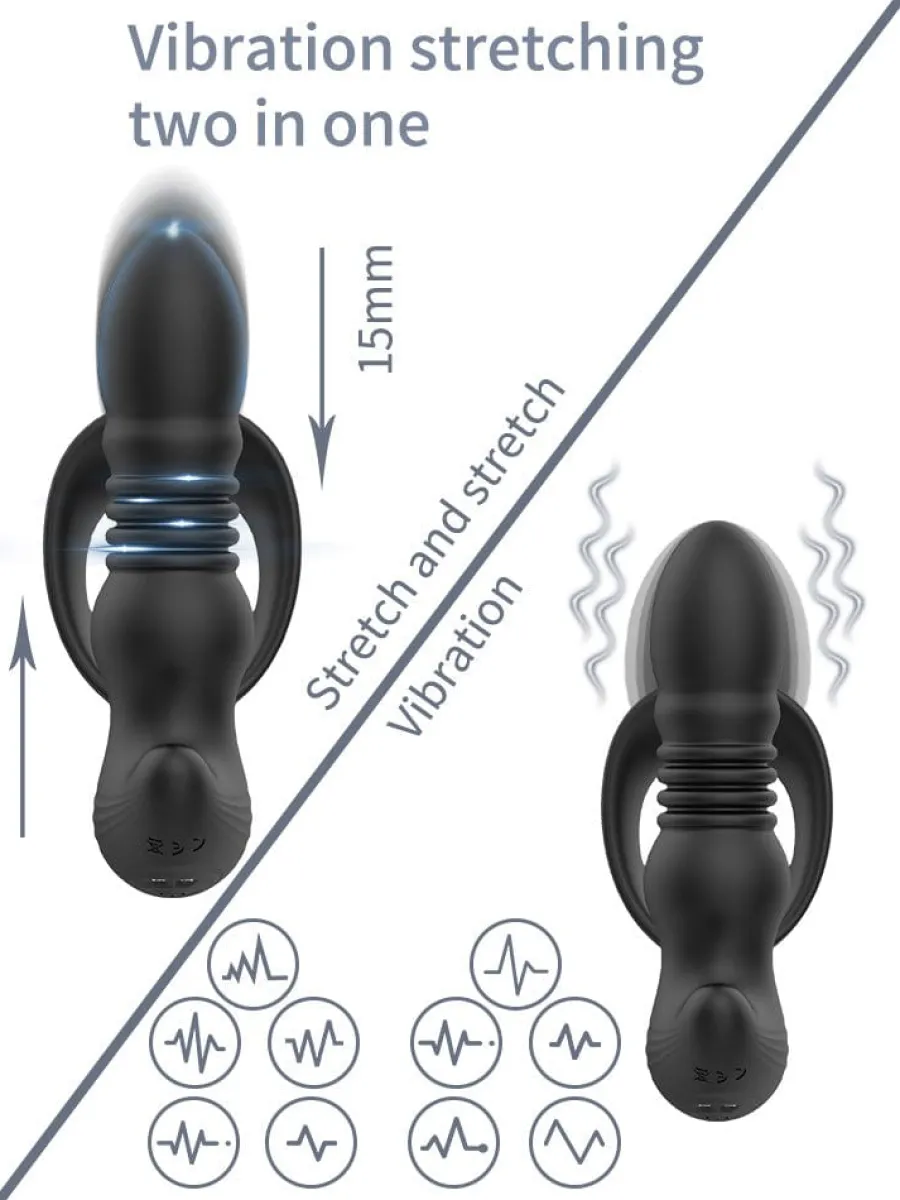 marielove Stossvibrator|Vibrator Mit Fernbedienung|Analvibrator Penis-Hoden-Ring mit Analvibrator