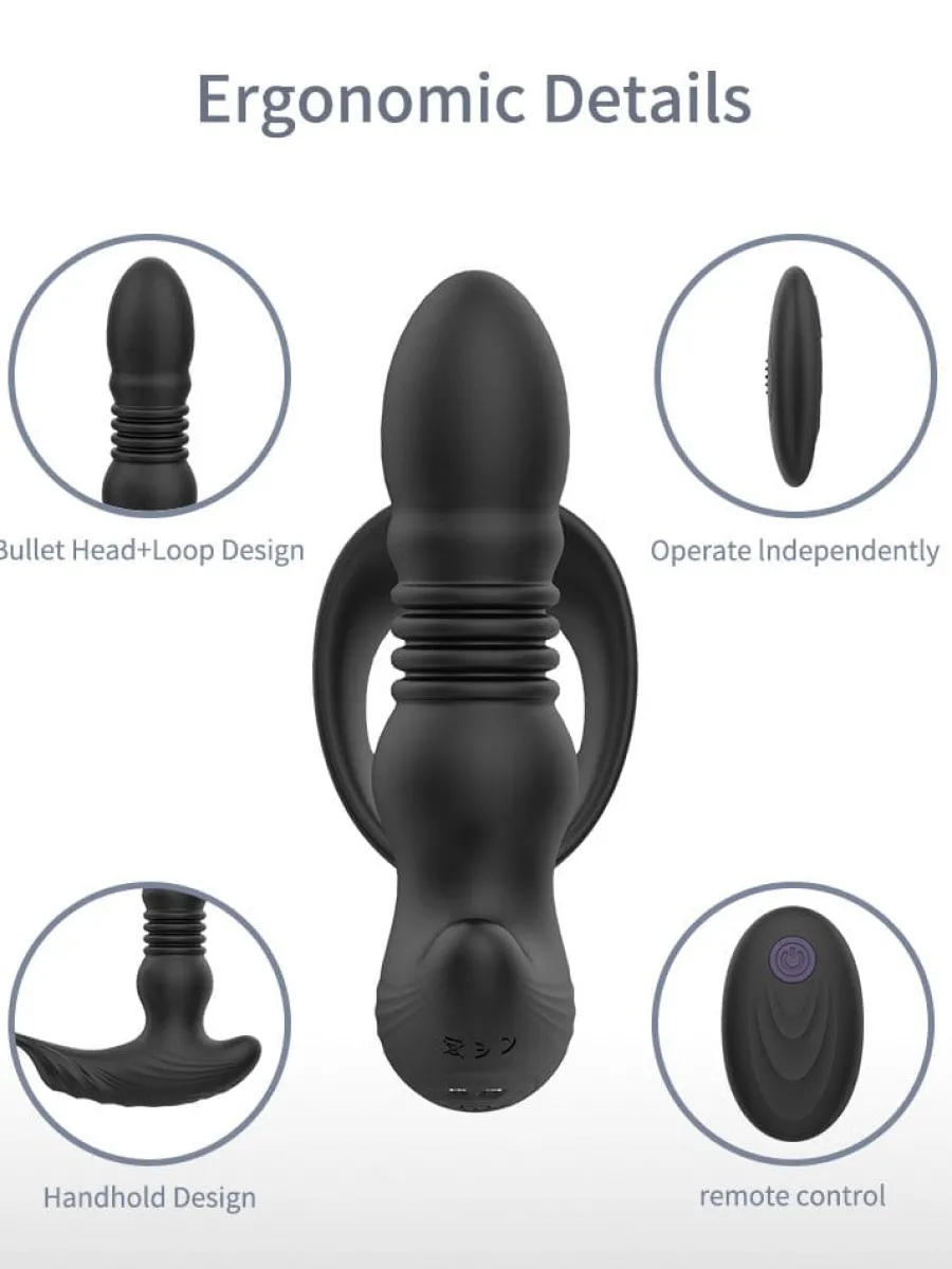 marielove Stossvibrator|Vibrator Mit Fernbedienung|Analvibrator Penis-Hoden-Ring mit Analvibrator