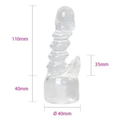 marielove Massagestab Aufsätze|Doppelvibrator|Magic Wand Aufsatz Klar 40mm