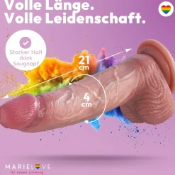 marielove Anal Dildo|Saugnapfdildo|realistischer 21cm Saugnapfdildo mit Hoden