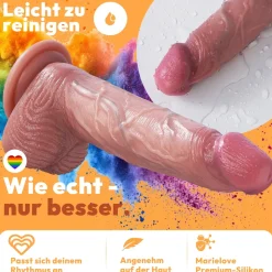 marielove Anal Dildo|Saugnapfdildo|realistischer 21cm Saugnapfdildo mit Hoden