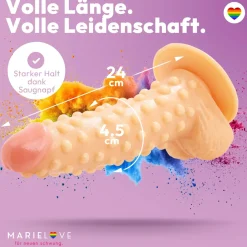marielove Anal Dildo|Saugnapfdildo|realistischer 24cm Saugnapfdildo mit Hoden und Noppen