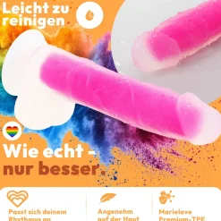 marielove Saugnapfdildo|Saugnapfdildo 20cm Dildo der im Dunklen leuchtet