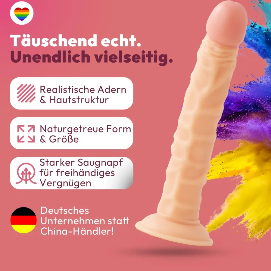 marielove Anal Dildo|Dildo Für Männer|255mm Dildo no Vibrator Sex Toy Saugnapf Penis Anal PVC 3D Adern Schaft