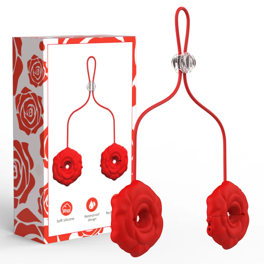 marielove G-Punkt Vibrator|Xxl Vibrator|Nippel Vibrator Brustwarzen Stimulator Wasserdicht USB GM-519 Rot
