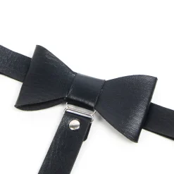 marielove Accessoires|Schwarze PU Leder Beinschleifen mit Nieten & Schleife, verstellbar, Punk Garter Clips