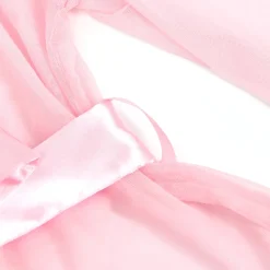 marielove Nachtwäsche|Sexy Kurze Morgenrobe – Pinkes Mesh & Nerz-Fell, Gürtel, verführerische Lingerie