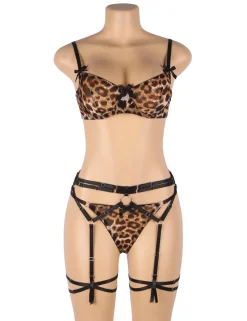 marielove Bikini Sets|Sexy Leopard Print Bondage Bra Set – High-Quality Lingerie, Adjustable & Bold