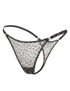 marielove Strings|Sexy Leopard Print Mesh String Damen, 88% Polyamid, 12% Elastan, transparent & dehnbar