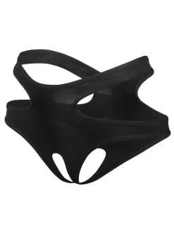 marielove Strings|exy chwarze Crotche Panty it Cut-Out Deign, 88% Poyaid, 12% Eatan