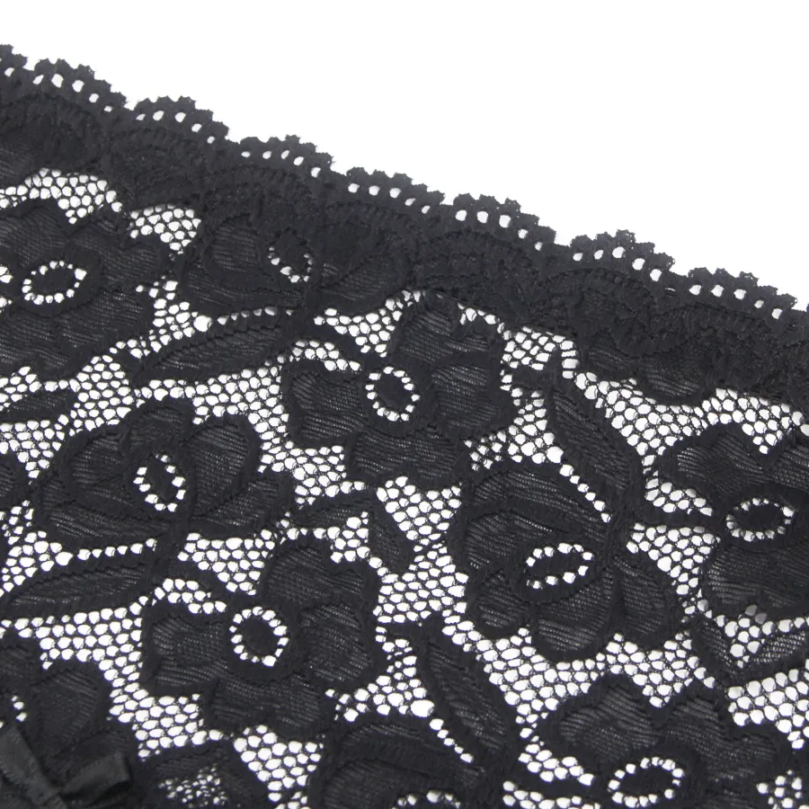 marielove Strumpfhalter Sets|Sexy Schwarze Spitzen-Garter-Panty mit Metall-Clips, 88% Nylon, 12% Spandex, verstellbar