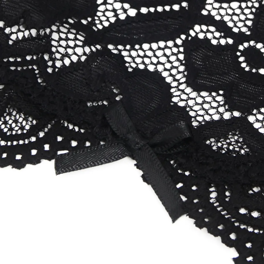 marielove Strumpfhalter Sets|Sexy Schwarze Spitzen-Garter-Panty mit Metall-Clips, 88% Nylon, 12% Spandex, verstellbar