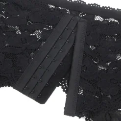 marielove Strumpfhalter Sets|Sexy Schwarze Spitzen-Garter-Panty mit Metall-Clips, 88% Nylon, 12% Spandex, verstellbar