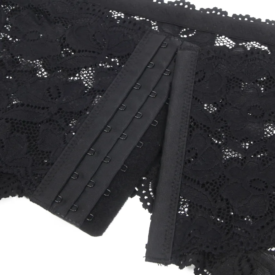 marielove Strumpfhalter Sets|Sexy Schwarze Spitzen-Garter-Panty mit Metall-Clips, 88% Nylon, 12% Spandex, verstellbar