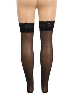 marielove Strümpfe|Sexy Schwarze Spitzenstrümpfe mit Silikonband, 88% Nylon, 12% Spandex, verführerisch