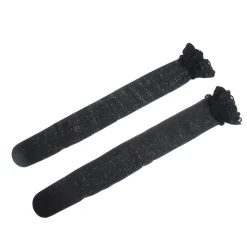 marielove Strümpfe|Sexy Schwarze Spitzenstrümpfe mit Perlmutt-Glanz & Silikonband, 88% Nylon, 12% Spandex