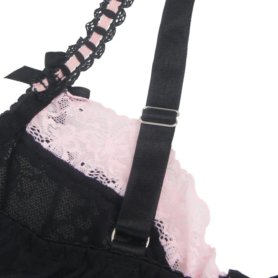 marielove Nachtwäsche|exy chwarze Rüchen-Nachtkeid – pitze, trape & verführeriche ingerie