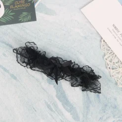 marielove Accessoires|Verführerische schwarze Spitzen-Beinschleifen mit Schleifen-Detail – dehnbar, komfortabel und stylisch.