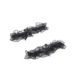 marielove Accessoires|Verführerische schwarze Spitzen-Beinschleifen mit Schleifen-Detail – dehnbar, komfortabel und stylisch.