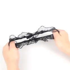 marielove Accessoires|Verführerische schwarze Spitzen-Beinschleifen mit Schleifen-Detail – dehnbar, komfortabel