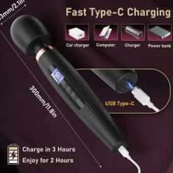 marielove Xxl Vibrator|Paarvibrator|Vibrator Magic Wand Stimulation Vagina GM-544 Schwarz